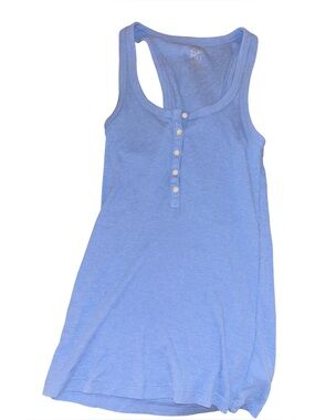 aerie Light Blue Ribbed Henley Tank Top